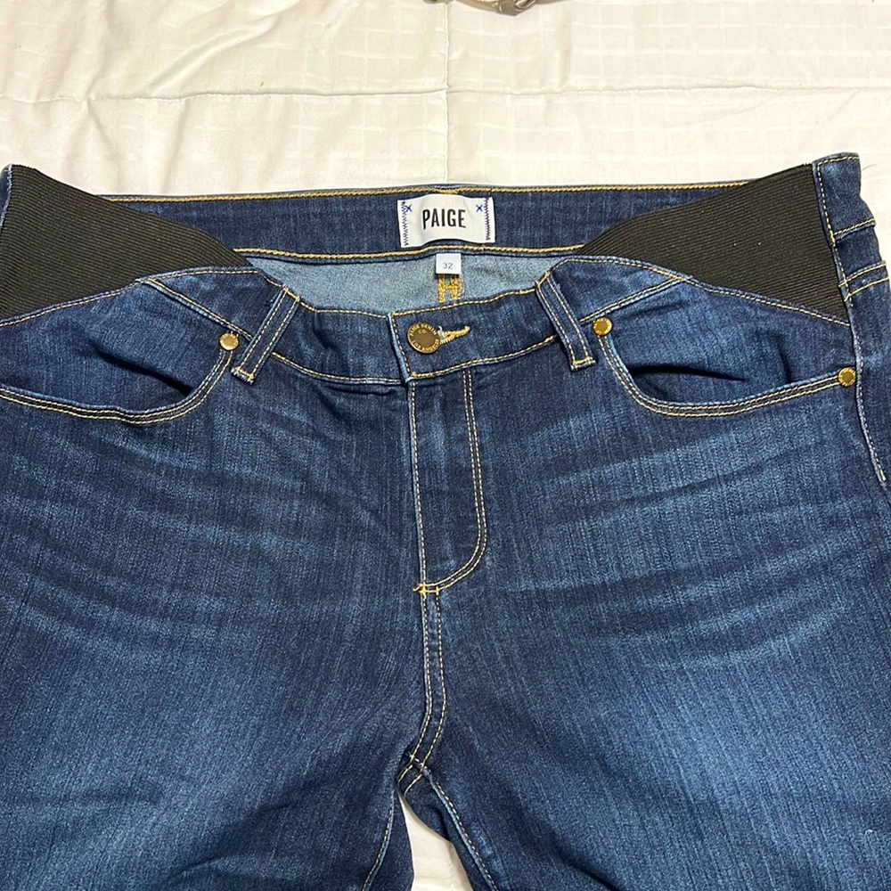 Paige Maternity dark wash blue jeans Skyline Ankle Peg, size 32